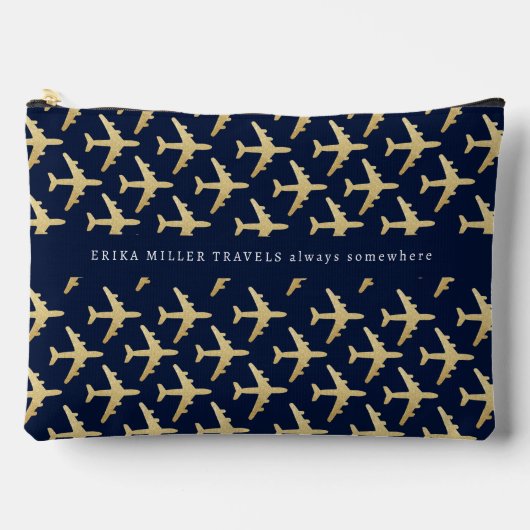 Naam Faux Gold Vliegtuigen Reizen Etui (Voorkant)