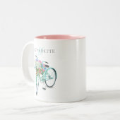 Naam fietsmandje en monogram tweetone Mok (Voorkant links)