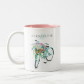 Naam fietsmandje en monogram tweetone Mok (Links)
