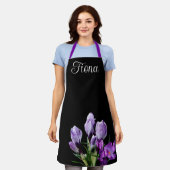 naam Fiona paarse bloementrend Schort (Gedragen)