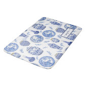 Naam Floral Blue n White Ginger Jar Flower  Badmat (Gekanteld)