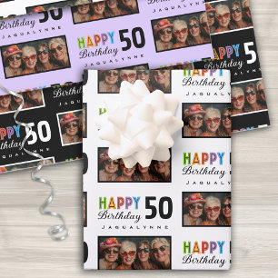 Naam Foto 50e Verjaardag Wrapping Paper