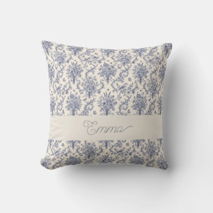 Naam Frans land Toile de Jouy Blauwe Patroon Kussen