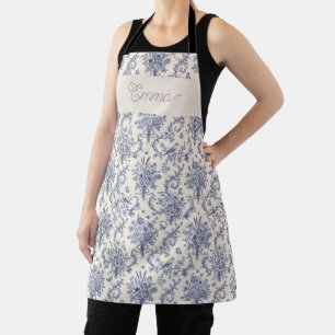 Naam Frans land Toile de Jouy Blauwe Patroon Schort