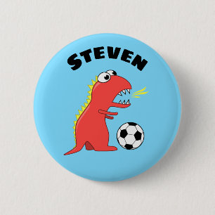 Naam Funny Soccer Dinosaur Ronde Button 5,7 Cm