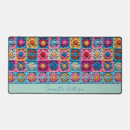 naam gehaakte Granny Square Bureaumat