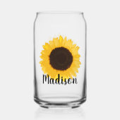 Naam Gele zonnebloem Blikvorm Glas (Achterkant)