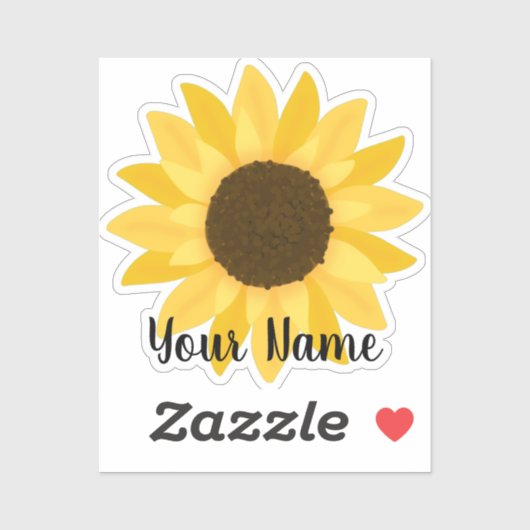 Naam Gele zonnebloem Sticker (Vel)
