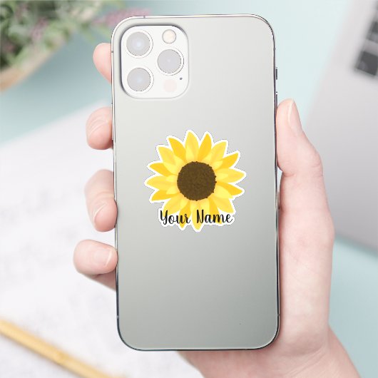 Naam Gele zonnebloem Sticker (Telefoon)