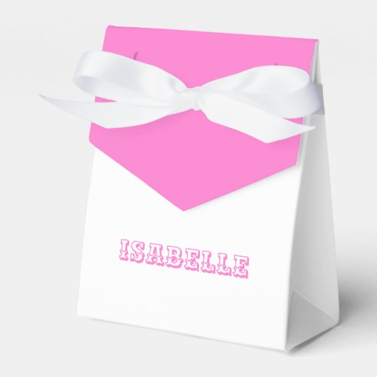 Naam, gepatcht hartenpatroon verjaardag Roze Wit Bedankdoosjes (Voorkant Zijde)