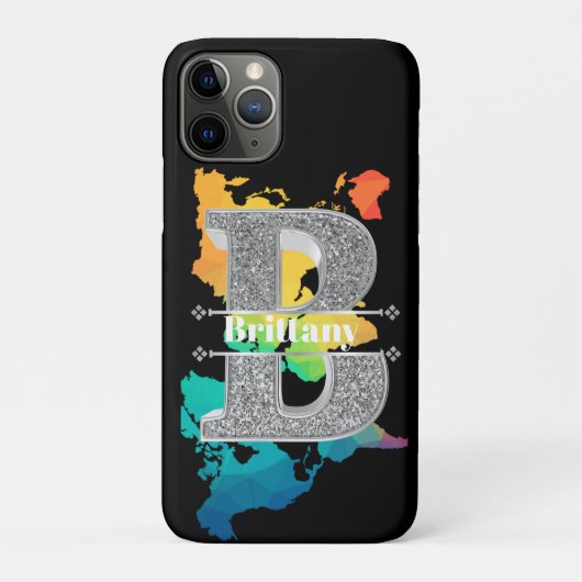 Naam Gepersonaliseerd Monogram Initiaal Zilveren L Case-Mate iPhone Case (Achterkant)