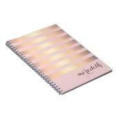 Naam Gepersonaliseerd Roze/Goud Metallic Gestreept Notitieboek (Rechterzijde)