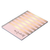 Naam Gepersonaliseerd Roze/Goud Metallic Gestreept Notitieboek (Linkerzijde)