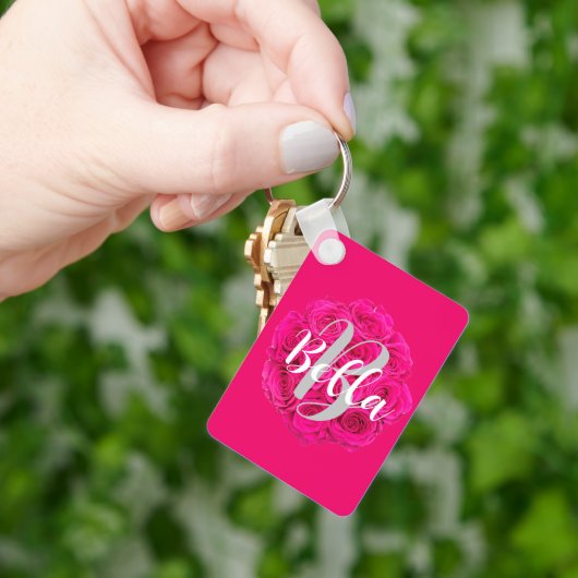 Naam Gepersonaliseerd Roze Sleutelhanger (Hand)