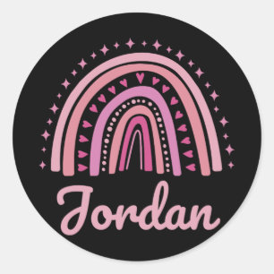 Naam Gepersonaliseerde Grappige Vrouwen Roze Regen Ronde Sticker