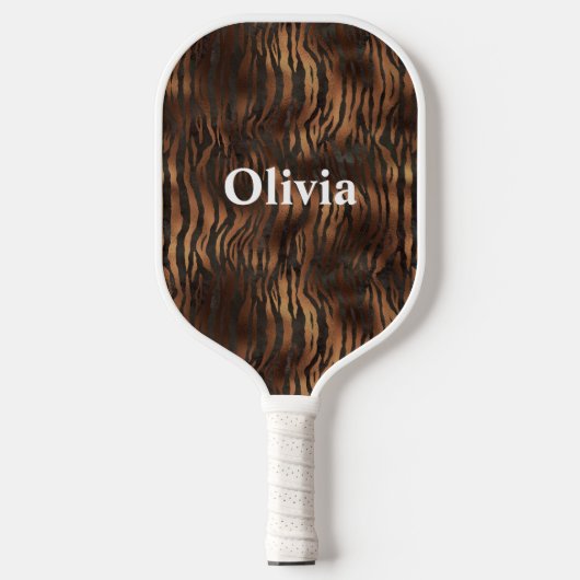 Naam Gepersonaliseerde tijgerafdrukwitboek Pickleball Paddle (Voorkant)