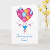 Naam Get Well with Hearts and Balloon Kaart (Gele Bloem)