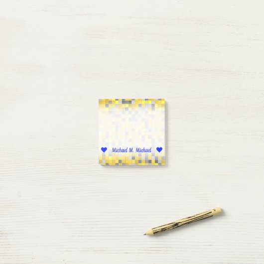 Naam; Gloed- en grijszijdenpatroon Post-it® Notes (Op bureau)