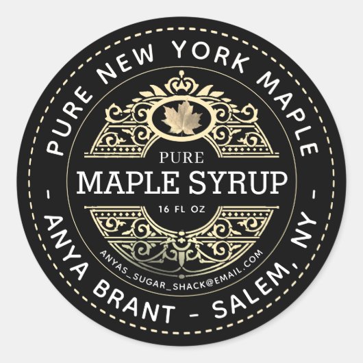 Naam Gold Leaf  Maple Syrup Label (Voorkant)