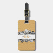  naam Gold Rozen Chic Monogram Luxe Bagagelabel (Voorkant verticaal)