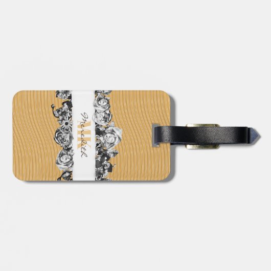  naam Gold Rozen Chic Monogram Luxe Bagagelabel (Achterkant horizontaal)