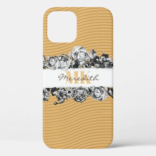naam Gold Rozen Chic Monogram Luxe Case-Mate iPhone Case (Achterkant)