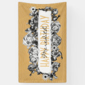  naam Gold Rozen Chic Monogram Luxe Spandoek (Verticaal)