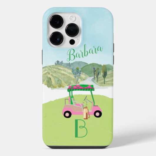 Naam Golf Scene Monogram iPhone Hoesje (Achterkant)