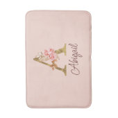 Naam Goud Folie Roze Rozen Letter A Badmat (Voorkant Verticaal)