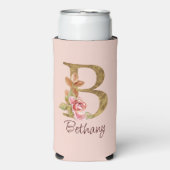 Naam Goud Folie Roze Rozen Letter B (Seltzer Voorkant)