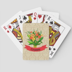 Naam Granny Bunch van Flowers Damask Floral wijzig Pokerkaarten