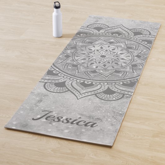 Naam Gray Glitter Marble Mandala Om Exercise Yogamat (In situ)