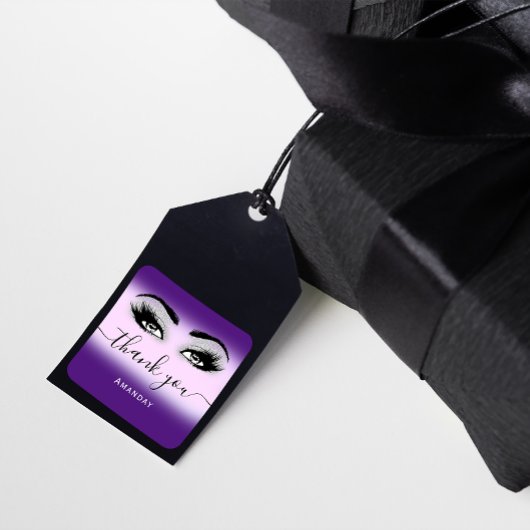Naam Gray Paars Roze Glitter Eyelash Logo Vierkante Sticker