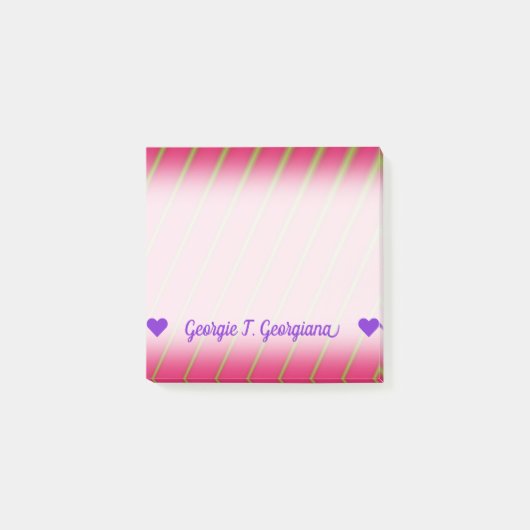 naam; Green Lines on Crimson Pattern Post-it® Notes (Voorkant)