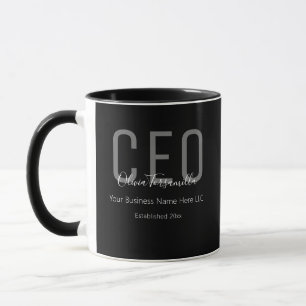 Naam Grijs Zwart CEO Coffee Mok