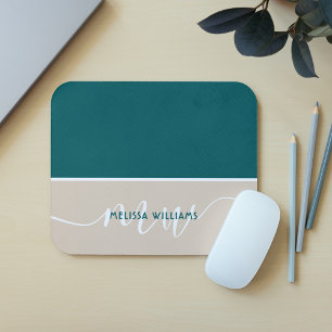 Naam groen en wit minimalistisch script muismat