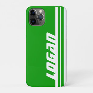 Naam groene en witte streep sport iPhone 11 pro hoesje