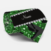 Naam groene glitter worstelende hartenbogen stropdas (Opgerold)