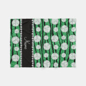 Naam groene glitter zebra stripes volleyballen fleece deken (Voorkant (Horizontaal))