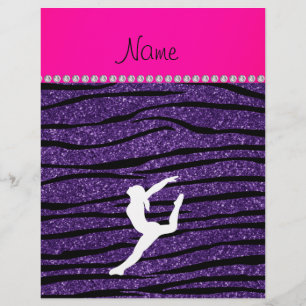 Naam gymnast paarse glitter zebra stripes flyer