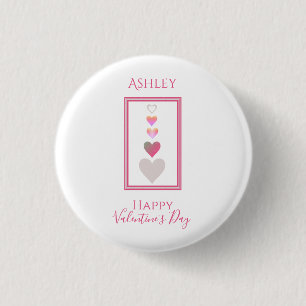 Naam Happy Valentine's Day Cute Hearts Ronde Button 3,2 Cm