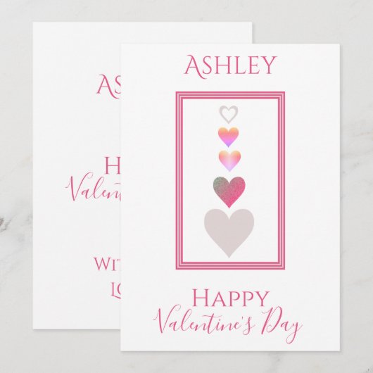 Naam Happy Valentine's Day Modern Hearts Cute Feestdagenkaart (Voorkant / Achterkant)