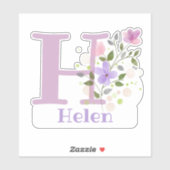 Naam Helen & Initiaal met Floral Design Sticker (Vel)