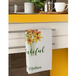 Naam, Herfstpapier Gewatteerde bloemen, dankbaar, Theedoek