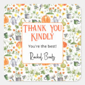 Naam, Herfstpompoen Dank u Cadeaukaars Sticker (Voorkant)