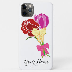 Naam hoes. gepersonaliseerde bloemboeket iPhone 11 pro max hoesje