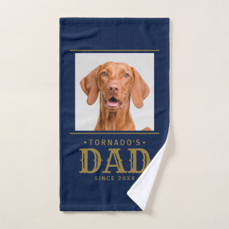 "Naam Hond Papa Sinds Jaar" Aangepaste Foto van Hu Handdoek