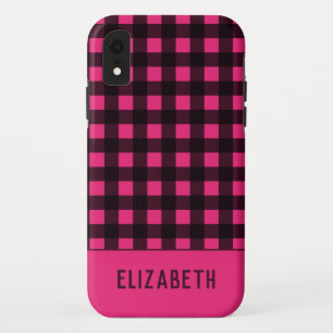 Naam Hot-roze zwart geplakt iPhone XR Hoesje