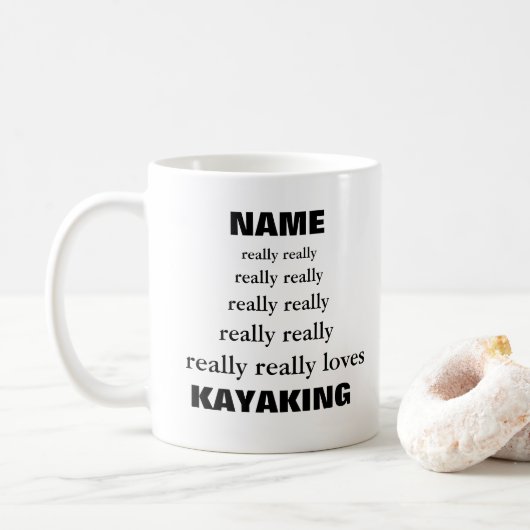 Naam houdt echt van onderwerp KAYAKING Koffiemok (Met donut)