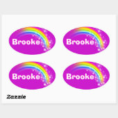 Naam ID Brooke paarse roze regenboog stickers (Vel)